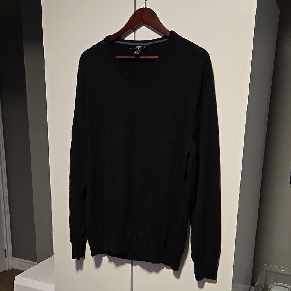 Callaway Merino Wool Men's Black V-Neck Sweater